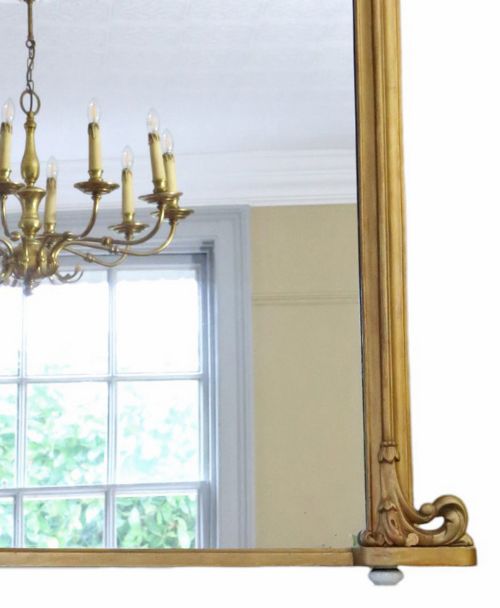 fig 2. Antique Large 19th Century Gilt Overmantle Wall Mirror – High-Quality