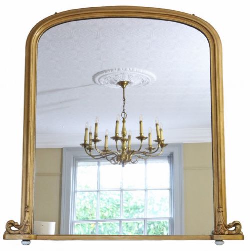 Antique Large 19th Century Gilt Overmantle Wall Mirror – High-quality