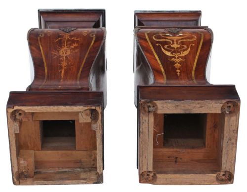 ANTIQUE LARGE PAIR OF 19TH CENTURY NEOCLASSICAL JARDINIERE STATUE STANDS MARQUETRY PEDESTAL TABLES - ADDITIONAL PHOTO 10