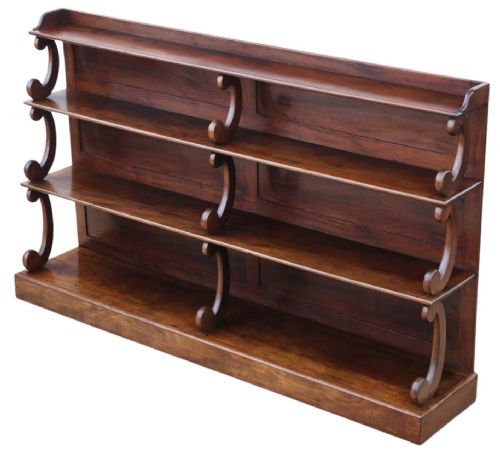 Large Quality 19th Century Antique Mahogany Waterfall Bookcase with Shelves