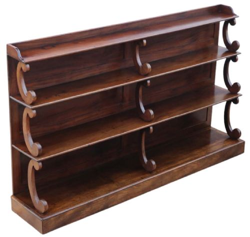 fig 1. Large Quality 19th Century Antique Mahogany Waterfall Bookcase with Shelves