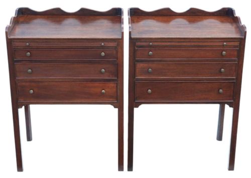 Antique Fine Quality Pair of Georgian Revival Mahogany Bedside Tables / Cupboards