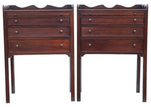 fig 1. Antique Fine Quality Pair of Georgian Revival Mahogany Bedside Tables / Cupboards
