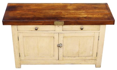 ANTIQUE FRENCH KITCHEN BUTCHER'S BLOCK WITH CUPBOARDS HIGHQUALITY WORKSURFACE - ADDITIONAL PHOTO 4