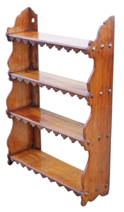 fig 1. Antique 19th Century Quality Walnut Waterfall Wall Shelves