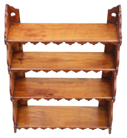 fig 2. Antique 19th Century Quality Walnut Waterfall Wall Shelves