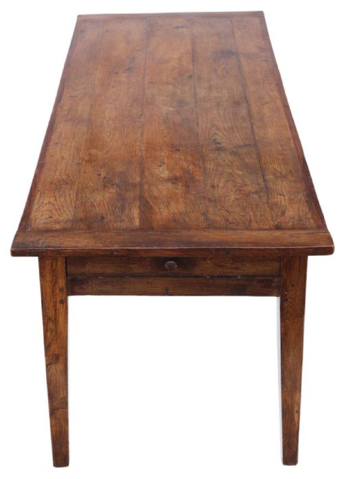 ANTIQUE C1800 OAK FARMHOUSE DINING TABLE FINE QUALITY KITCHEN TABLE WITH DRAWERS AT BOTH ENDS - ADDITIONAL PHOTO 3