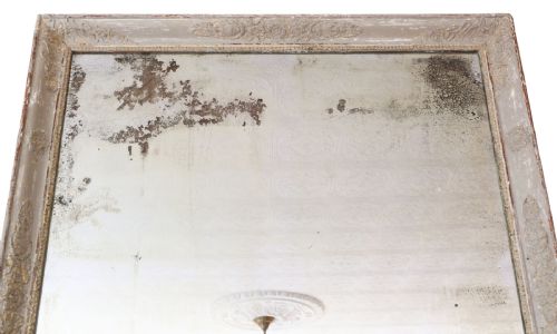 fig 1. Very Large 19th Century Antique Overmantle Wall Mirror – Worn Painted Frame