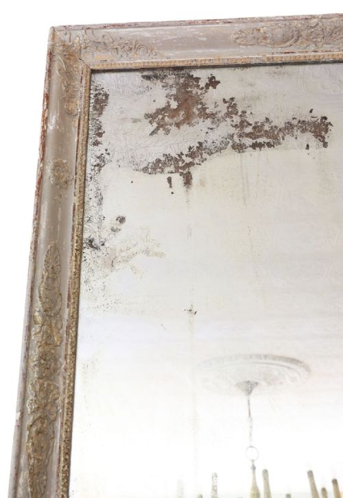 fig 2. Very Large 19th Century Antique Overmantle Wall Mirror – Worn Painted Frame