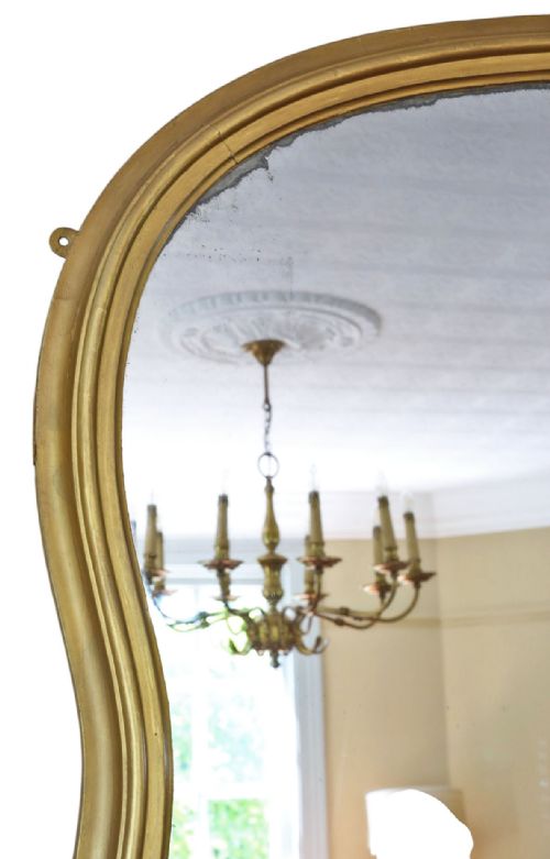 ANTIQUE GILT OVERMANTLE WALL MIRROR VERY LARGE 19TH CENTURY GOLD FRAME VINTAGE STATEMENT PIECE - ADDITIONAL PHOTO 1