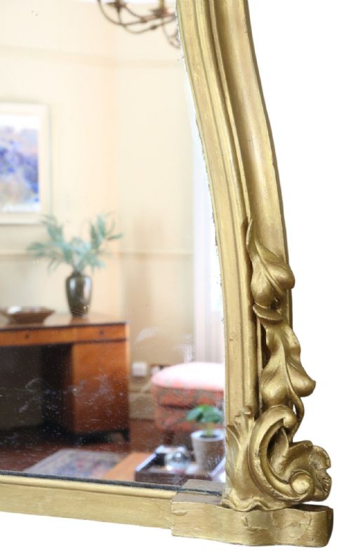 ANTIQUE GILT OVERMANTLE WALL MIRROR VERY LARGE 19TH CENTURY GOLD FRAME VINTAGE STATEMENT PIECE - ADDITIONAL PHOTO 6