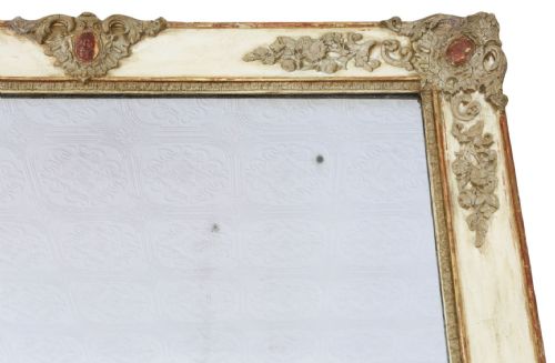 VERY LARGE 19TH CENTURY ANTIQUE OVERMANTLE WALL MIRROR PAINTED FRAME VINTAGE STATEMENT PIECE - ADDITIONAL PHOTO 2