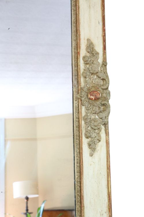 VERY LARGE 19TH CENTURY ANTIQUE OVERMANTLE WALL MIRROR PAINTED FRAME VINTAGE STATEMENT PIECE - ADDITIONAL PHOTO 3