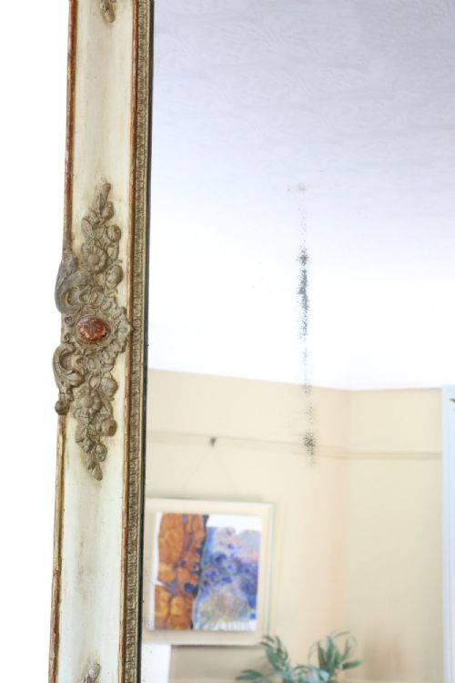 VERY LARGE 19TH CENTURY ANTIQUE OVERMANTLE WALL MIRROR PAINTED FRAME VINTAGE STATEMENT PIECE - ADDITIONAL PHOTO 5