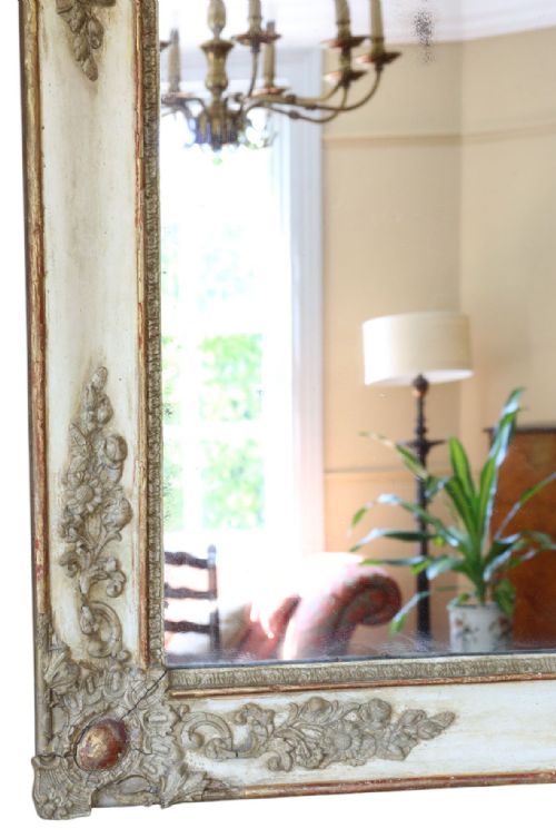 VERY LARGE 19TH CENTURY ANTIQUE OVERMANTLE WALL MIRROR PAINTED FRAME VINTAGE STATEMENT PIECE - ADDITIONAL PHOTO 7
