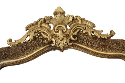 LARGE 19TH CENTURY ANTIQUE GILT OVERMANTLE WALL MIRROR GOLD VINTAGE STATEMENT FRAME - ADDITIONAL PHOTO 3