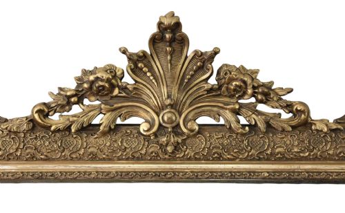 LARGE 19TH CENTURY ANTIQUE GILT OVERMANTLE WALL MIRROR VINTAGE GOLD STATEMENT FRAME - ADDITIONAL PHOTO 3