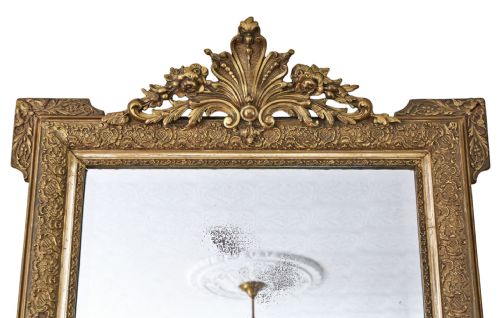 LARGE 19TH CENTURY ANTIQUE GILT OVERMANTLE WALL MIRROR VINTAGE GOLD STATEMENT FRAME - ADDITIONAL PHOTO 9