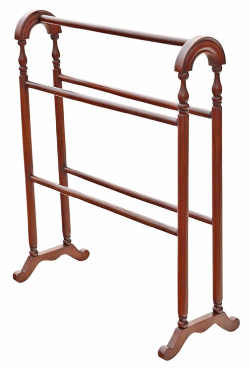 Antique C.1900 Mahogany & Walnut Towel Rail Stand – Fine Quality Original