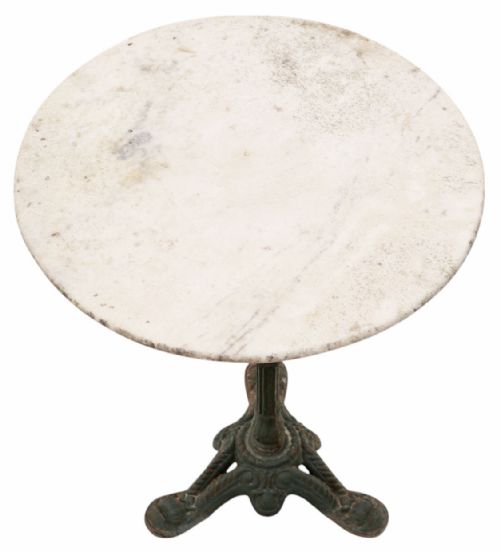 fig 1. Antique C1900 Marble & Cast Iron Bistro Table – Kitchen Garden Dining Table