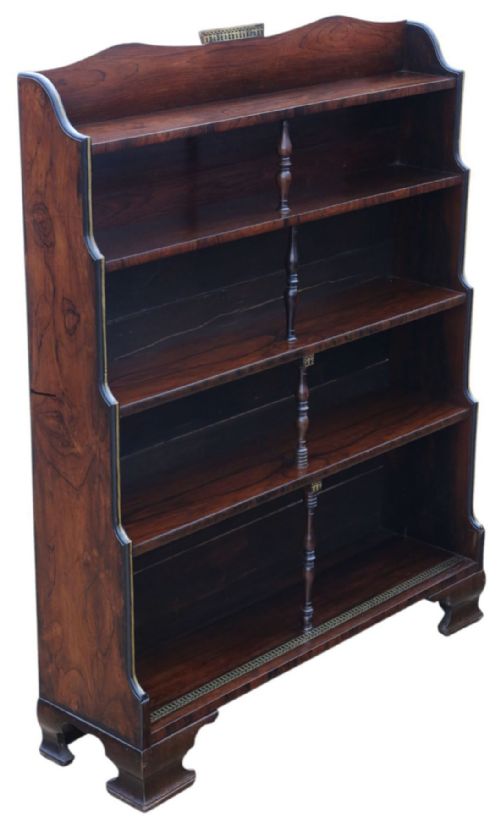 ANTIQUE 19TH CENTURY FINE QUALITY ROSEWOOD WATERFALL BOOKCASE SHELVES - ADDITIONAL PHOTO 2