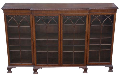 Antique C1910 Fine Quality Mahogany Astral Glazed Bookcase with Adjustable Display Shelves