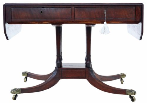 ANTIQUE C1825 REGENCY MAHOGANY PEDESTAL SOFA TABLE FINE QUALITY 19TH CENTURY TABLE - ADDITIONAL PHOTO 2
