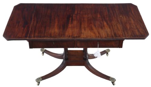 ANTIQUE C1825 REGENCY MAHOGANY PEDESTAL SOFA TABLE FINE QUALITY 19TH CENTURY TABLE - ADDITIONAL PHOTO 3