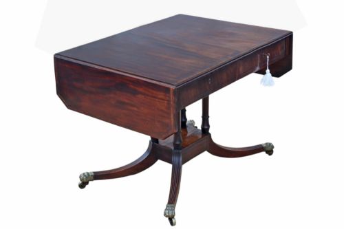 ANTIQUE C1825 REGENCY MAHOGANY PEDESTAL SOFA TABLE FINE QUALITY 19TH CENTURY TABLE - ADDITIONAL PHOTO 4