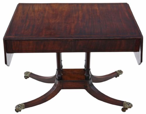 ANTIQUE C1825 REGENCY MAHOGANY PEDESTAL SOFA TABLE FINE QUALITY 19TH CENTURY TABLE - ADDITIONAL PHOTO 6