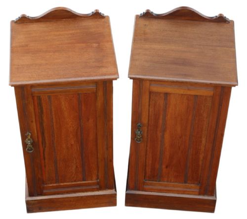 ANTIQUE C1910 PAIR OF RED WALNUT BEDSIDE TABLES FINE QUALITY NIGHTSTANDS - ADDITIONAL PHOTO 1