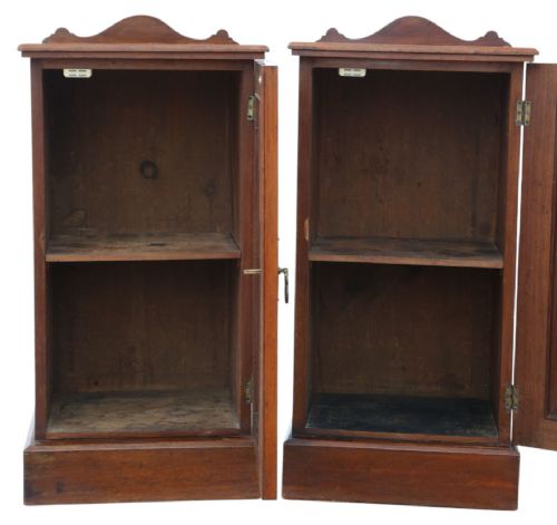 ANTIQUE C1910 PAIR OF RED WALNUT BEDSIDE TABLES FINE QUALITY NIGHTSTANDS - ADDITIONAL PHOTO 2