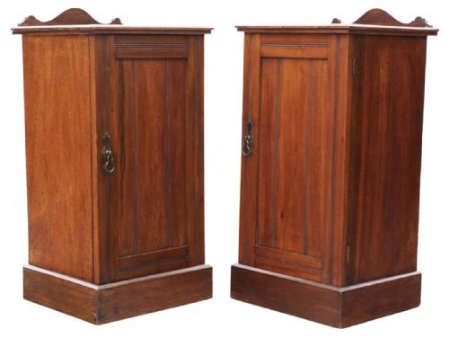 ANTIQUE C1910 PAIR OF RED WALNUT BEDSIDE TABLES FINE QUALITY NIGHTSTANDS - ADDITIONAL PHOTO 3