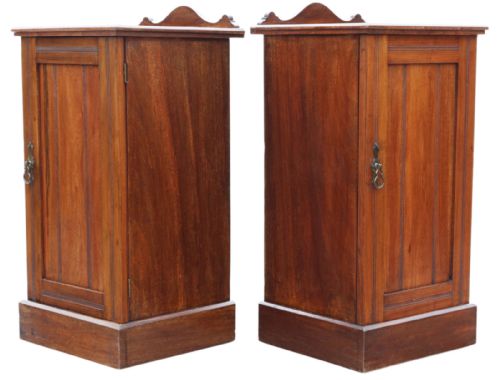 ANTIQUE C1910 PAIR OF RED WALNUT BEDSIDE TABLES FINE QUALITY NIGHTSTANDS - ADDITIONAL PHOTO 4