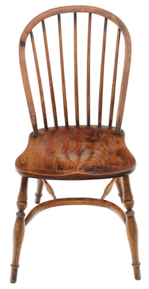 fig 2. Antique Set of 6 Georgian Revival c.1920 Ash and Elm Windsor Kitchen Dining Chairs – Quality Craftsmanship