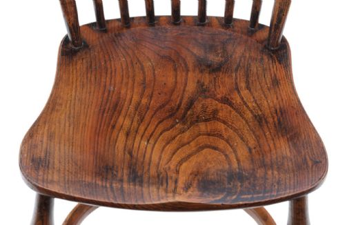 fig 3. Antique Set of 6 Georgian Revival c.1920 Ash and Elm Windsor Kitchen Dining Chairs – Quality Craftsmanship
