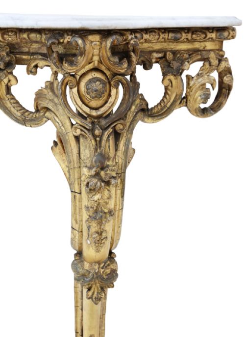 ANTIQUE 19TH CENTURY LARGE GILT AND MARBLE HALL CONSOLE TABLE FINE QUALITY - ADDITIONAL PHOTO 6