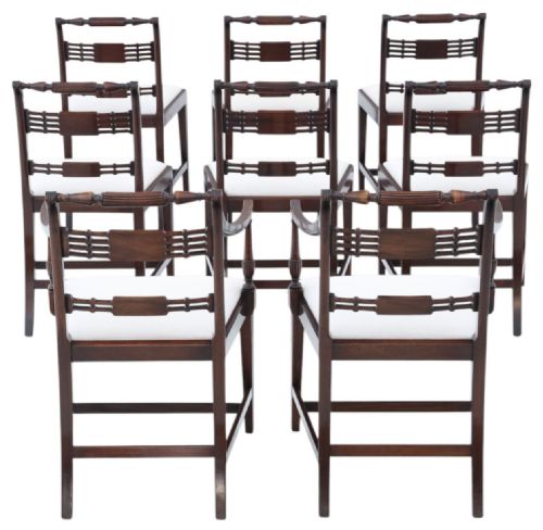 ANTIQUE REVIVAL SET OF 8 REGENCY MAHOGANY DINING CHAIRS 6 2 CARVERS HIGH QUALITY BY THOMAS CLARKSON SONS - ADDITIONAL PHOTO 1