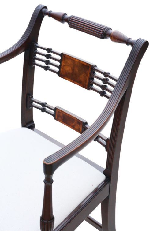 ANTIQUE REVIVAL SET OF 8 REGENCY MAHOGANY DINING CHAIRS 6 2 CARVERS HIGH QUALITY BY THOMAS CLARKSON SONS - ADDITIONAL PHOTO 4