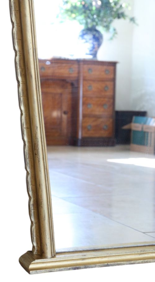 LARGE C1920 ANTIQUE GILTWOOD OVERMANTEL WALL MIRROR ORNATE GOLD FRAME STATEMENT PIECE - ADDITIONAL PHOTO 6