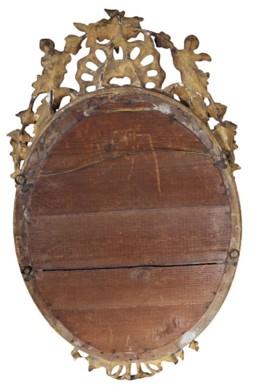 ANTIQUE LARGE 19TH CENTURY OVAL GILT OVERMANTEL WALL MIRROR HIGH QUALITY - ADDITIONAL PHOTO 6