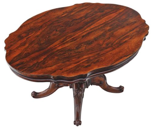 ANTIQUE 19TH CENTURY VICTORIAN ROSEWOOD SERPENTINE LOO BREAKFAST DINING TABLE FINE QUALITY LARGE TILTTOP - ADDITIONAL PHOTO 1