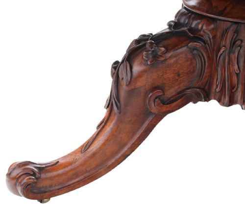 ANTIQUE 19TH CENTURY VICTORIAN ROSEWOOD SERPENTINE LOO BREAKFAST DINING TABLE FINE QUALITY LARGE TILTTOP - ADDITIONAL PHOTO 3