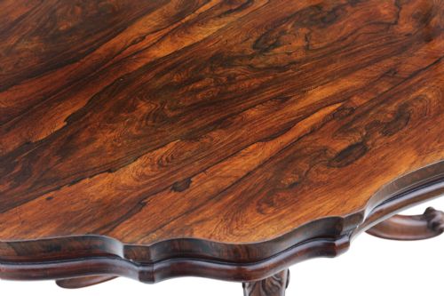 ANTIQUE 19TH CENTURY VICTORIAN ROSEWOOD SERPENTINE LOO BREAKFAST DINING TABLE FINE QUALITY LARGE TILTTOP - ADDITIONAL PHOTO 6