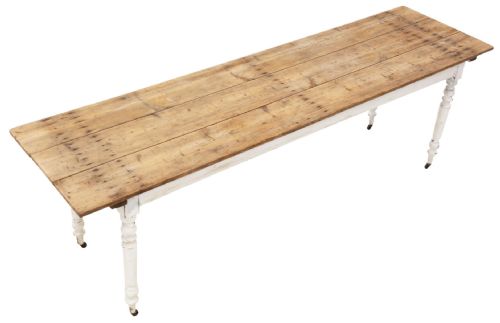 fig 1. Antique Large Long Pine Refectory Dining Table – Kitchen Farmhouse Table c.1900