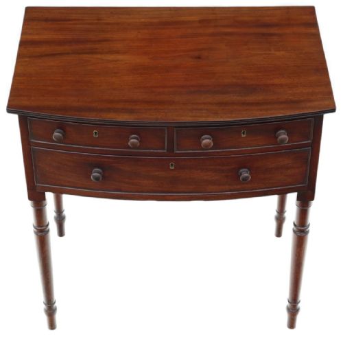FINE QUALITY ANTIQUE 19TH CENTURY GEORGIAN BOWFRONT MAHOGANY LARGE BED SIDE TABLE - ADDITIONAL PHOTO 1