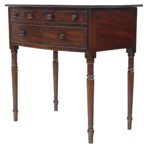 FINE QUALITY ANTIQUE 19TH CENTURY GEORGIAN BOWFRONT MAHOGANY LARGE BED SIDE TABLE - ADDITIONAL PHOTO 4