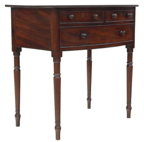 FINE QUALITY ANTIQUE 19TH CENTURY GEORGIAN BOWFRONT MAHOGANY LARGE BED SIDE TABLE - ADDITIONAL PHOTO 6