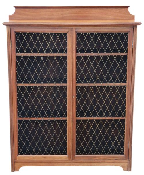 ANTIQUE C1900 FINE QUALITY WALNUT BOOKCASE ADJUSTABLE DISPLAY SHELVES