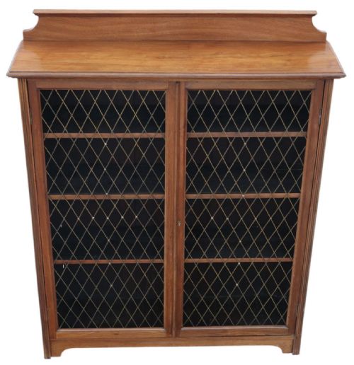 ANTIQUE C1900 FINE QUALITY WALNUT BOOKCASE ADJUSTABLE DISPLAY SHELVES - ADDITIONAL PHOTO 1